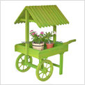 wooden planter cart with roof