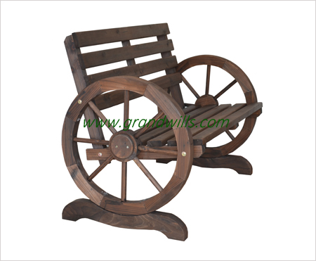 wooden wagon wheel bench