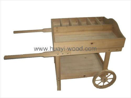 natural wood display cart